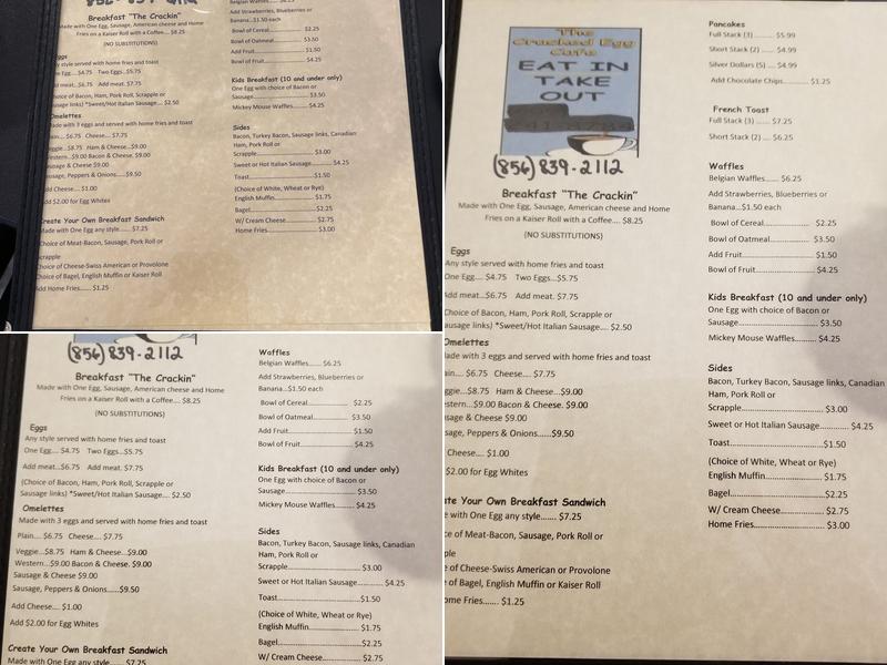The Cracked Egg Cafe of Vineland Menu