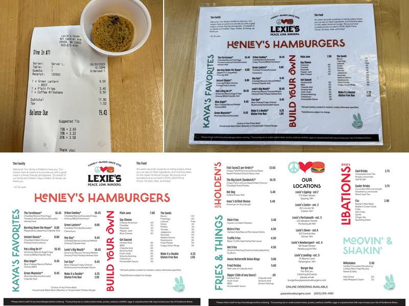 Lexie’s Dover Menu