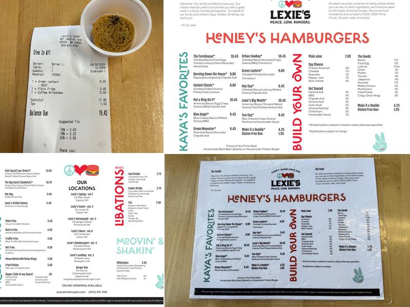 Lexie’s Dover Menu