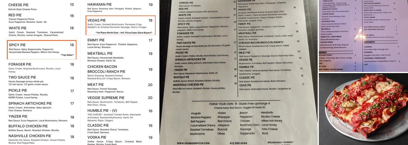 Iron Born Pizza & Pasta Menu
