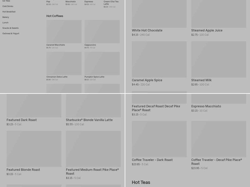 Starbucks Coffee Company Menu