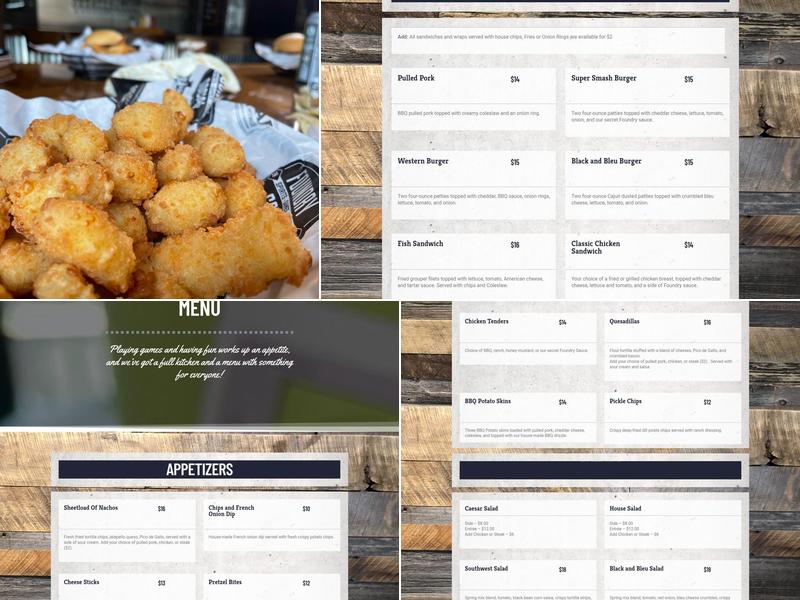 Foundry Social Menu