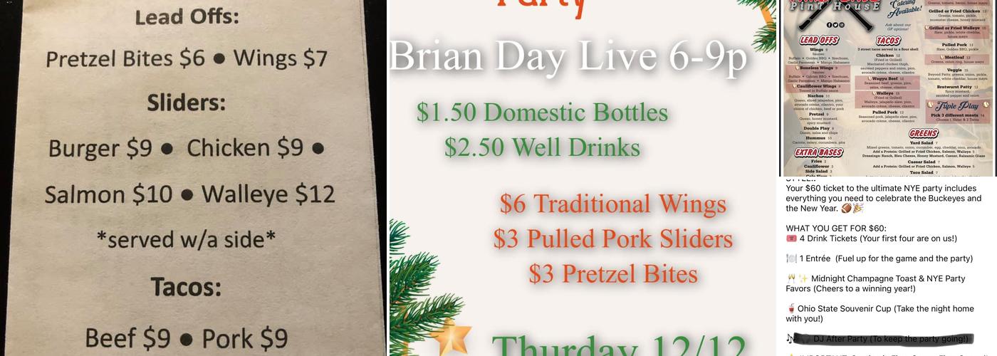 Third Base Pint House Menu