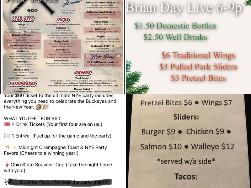 Third Base Pint House Menu