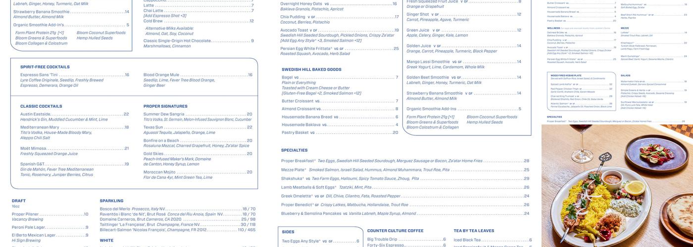 The Peacock Mediterranean Grill Menu