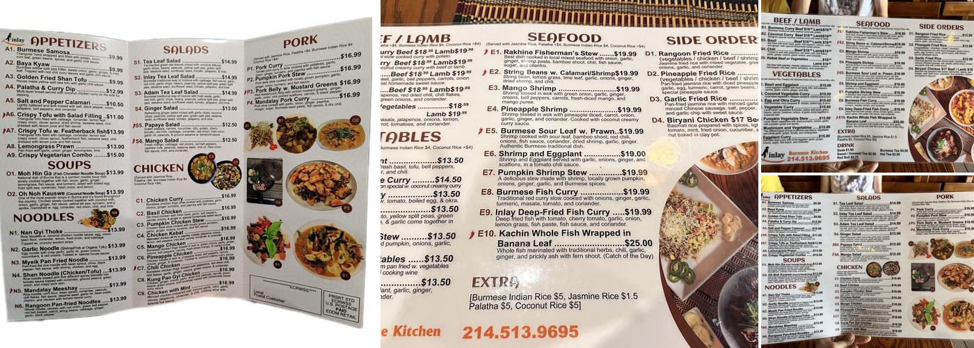 Inlay Burmese Kitchen Menu