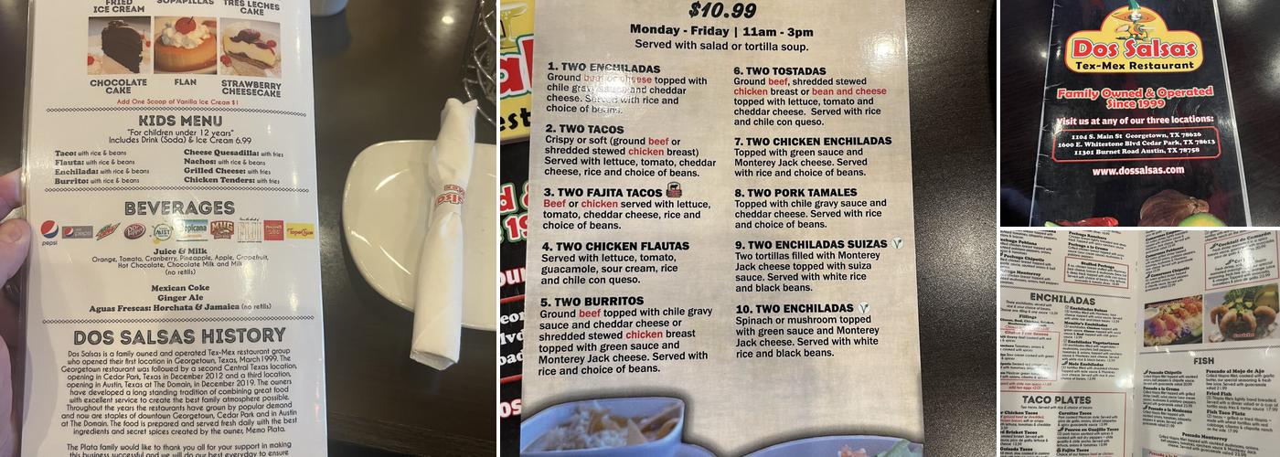 Dos Salsas Menu