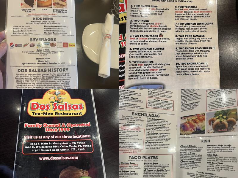 Dos Salsas Menu