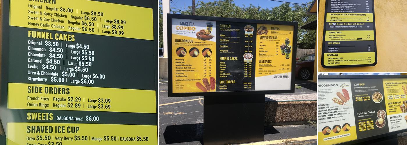 UNICORNDOG Menu