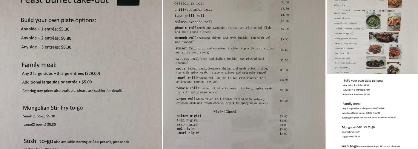 Feast Buffet Menu
