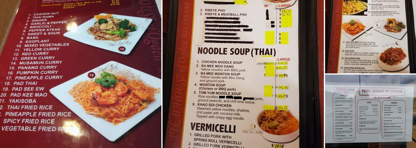 Thai House of Ogden Menu