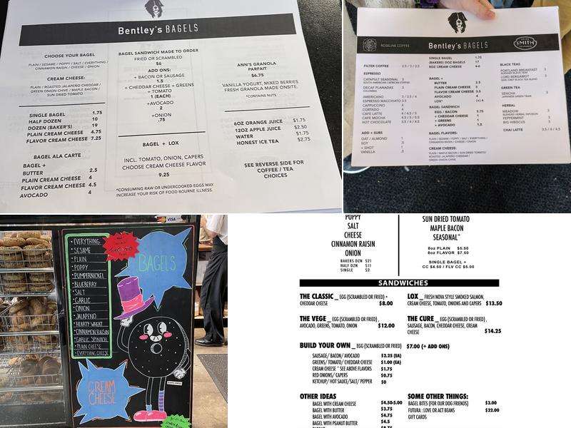 Bentley's Bagels Menu