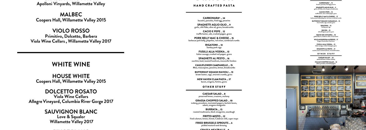 Grassa Menu