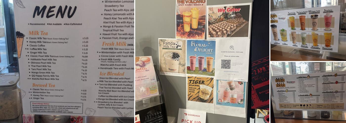 Sharetea Burnside Menu