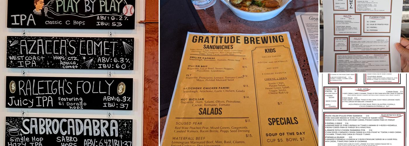 Gratitude Brewing Menu