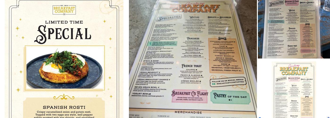 Gaslamp Breakfast Company Menu