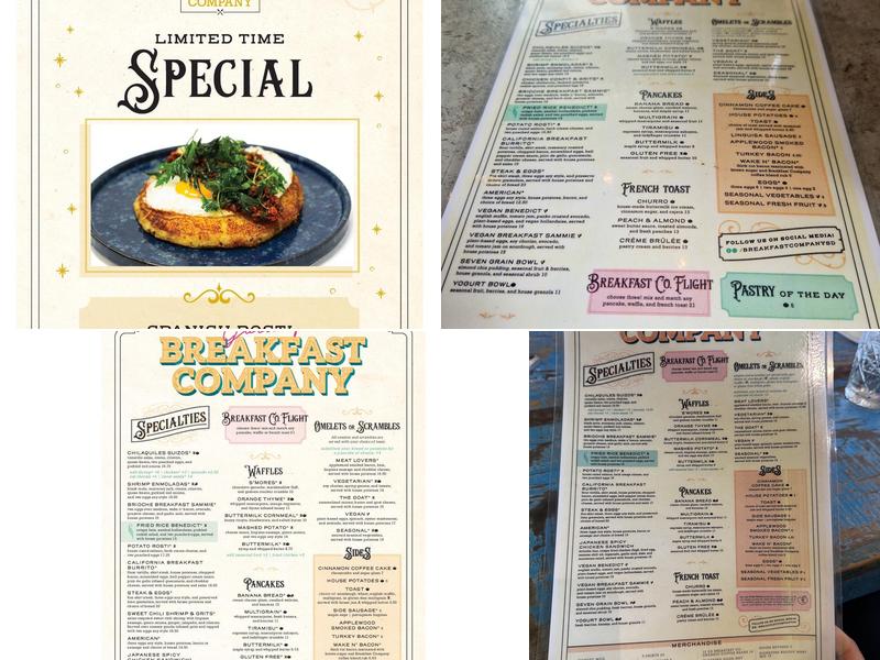 Gaslamp Breakfast Company Menu