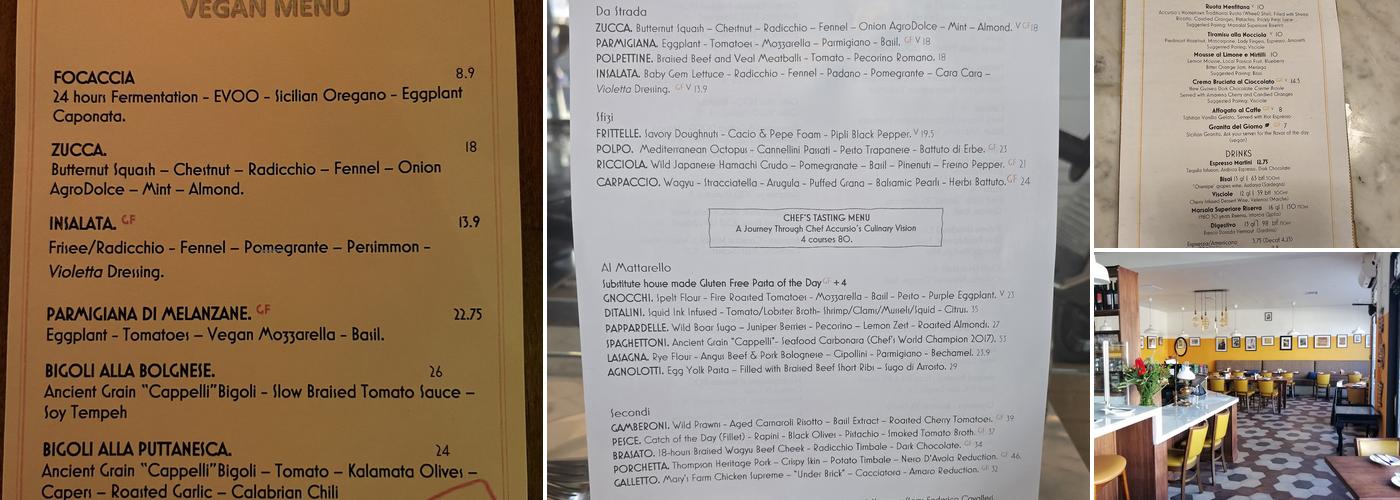 Cori Pastificio Trattoria Menu