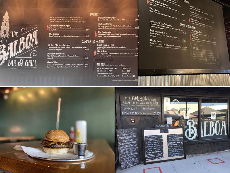 The Balboa South Menu