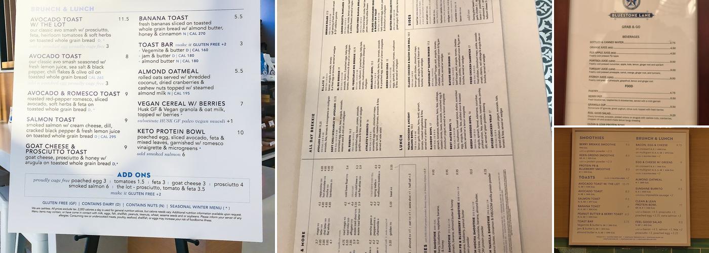 Bluestone Lane Long Beach Coffee Shop Menu