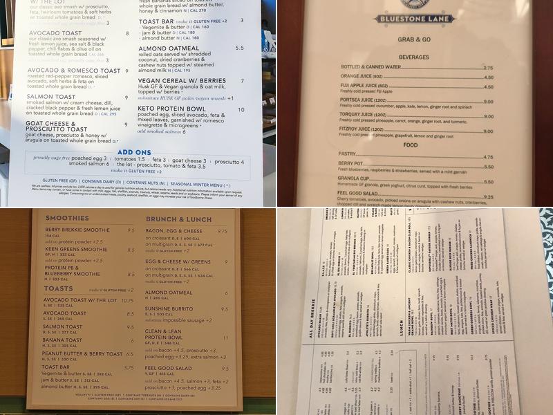 Bluestone Lane Long Beach Coffee Shop Menu
