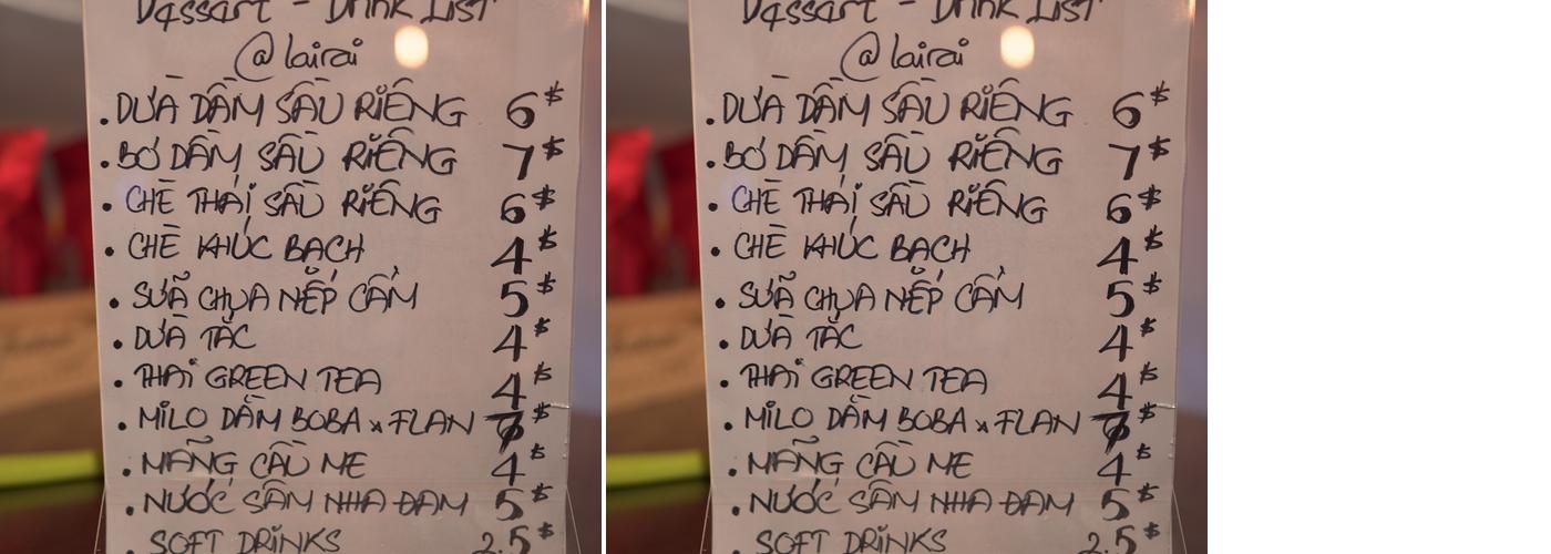 Lairai Menu