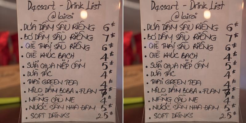 Lairai Menu