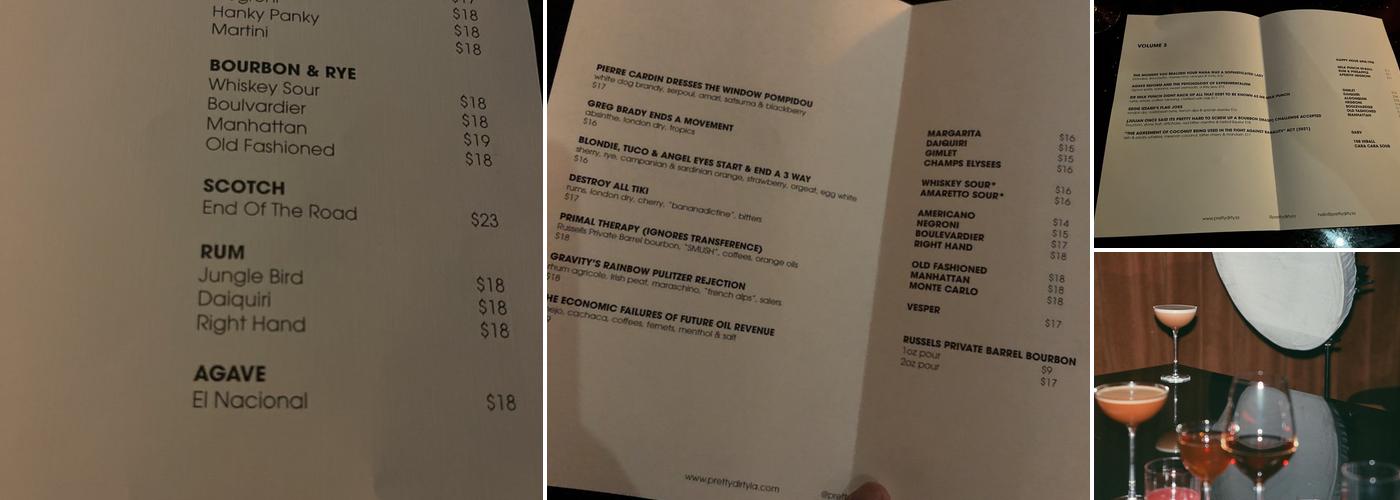 Pretty Dirty Menu