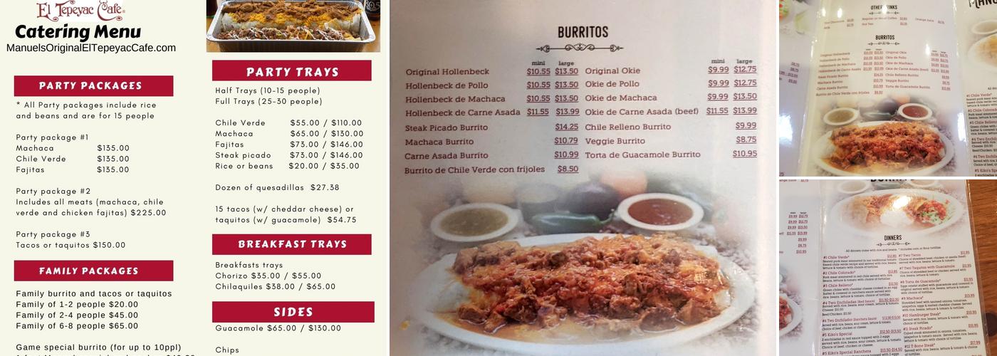 Manuel's Original El Tepeyac Cafe Menu
