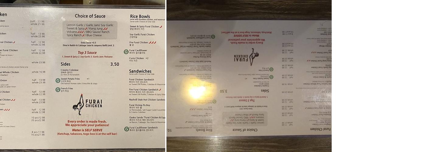 Furai Chicken La Crescenta Menu