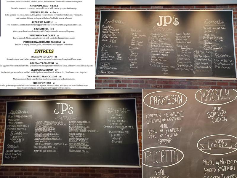 JP's Bistro Menu