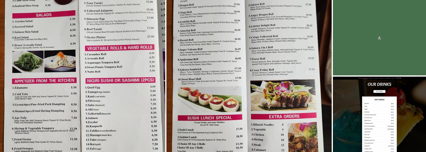 Sakura Tappenyaki Sushi Menu