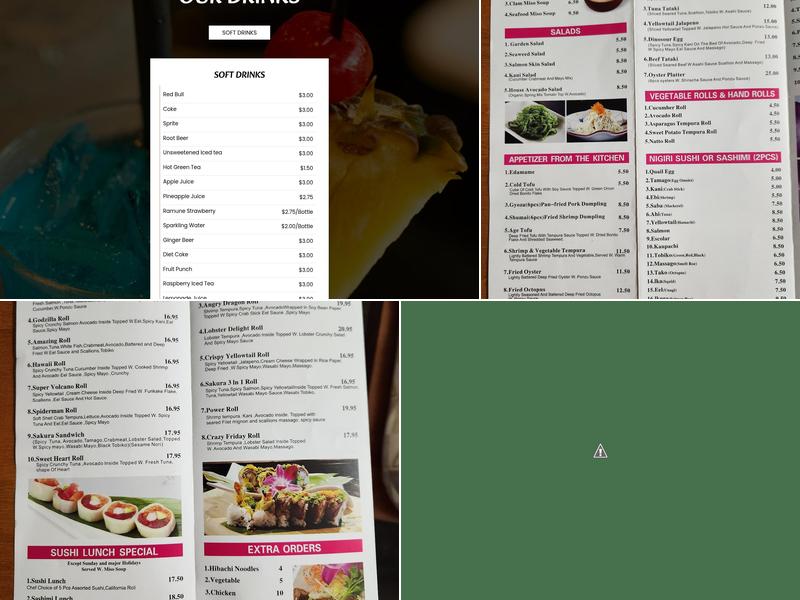 Sakura Tappenyaki Sushi Menu