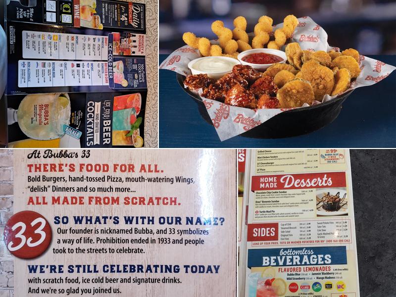 Bubba's 33 Menu