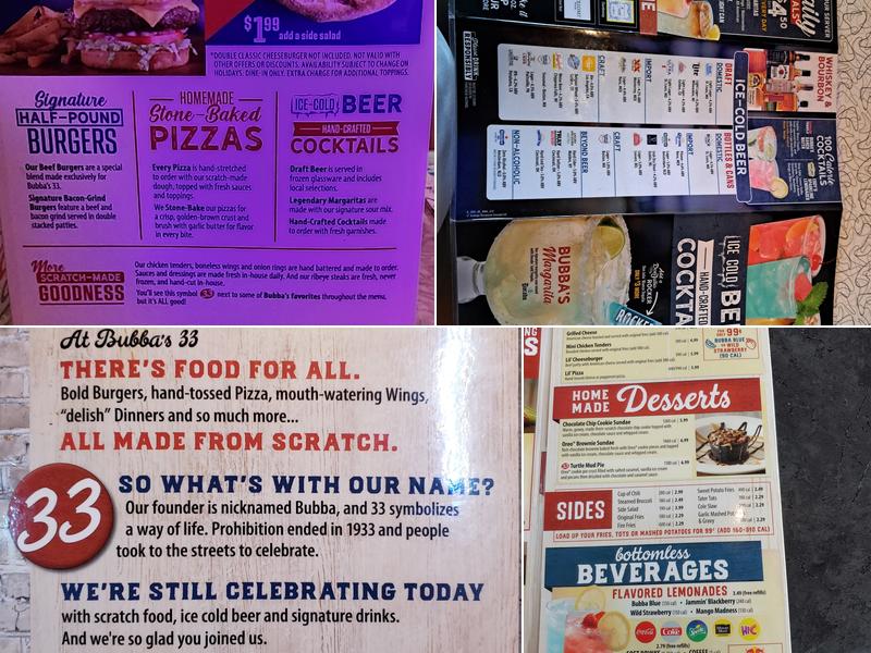 Bubba's 33 Menu