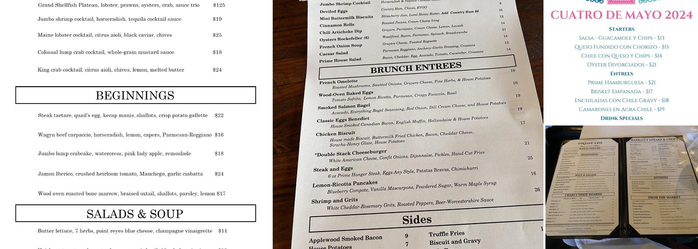 Prime 120 Menu