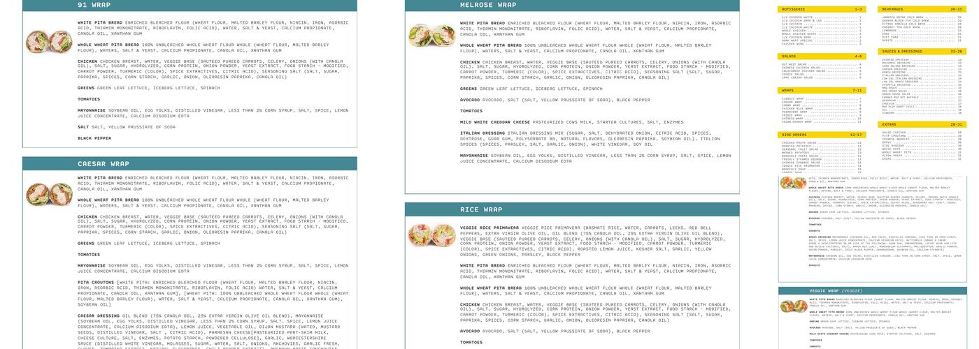 Calif Chicken Cafe Menu