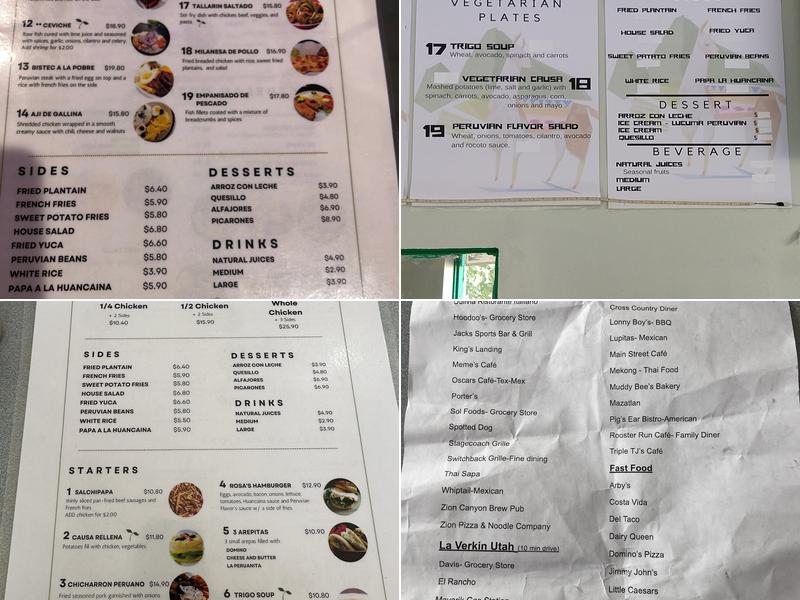 Peruvian Flavors Menu