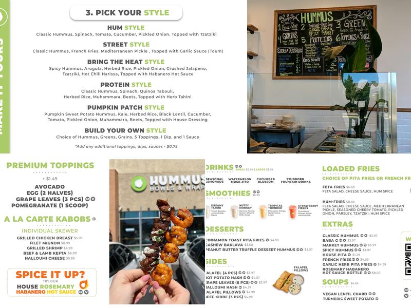 HUMMUS Bowls & Wraps Menu
