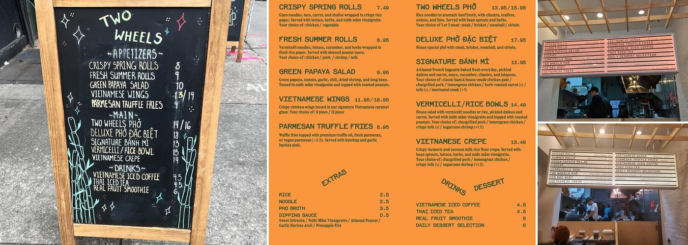 Two Wheels Vietnamese Menu