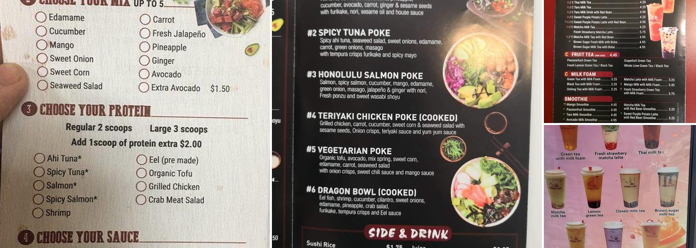 Bubble fish Menu