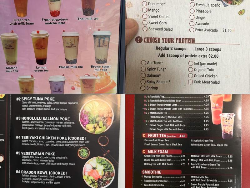 Bubble fish Menu