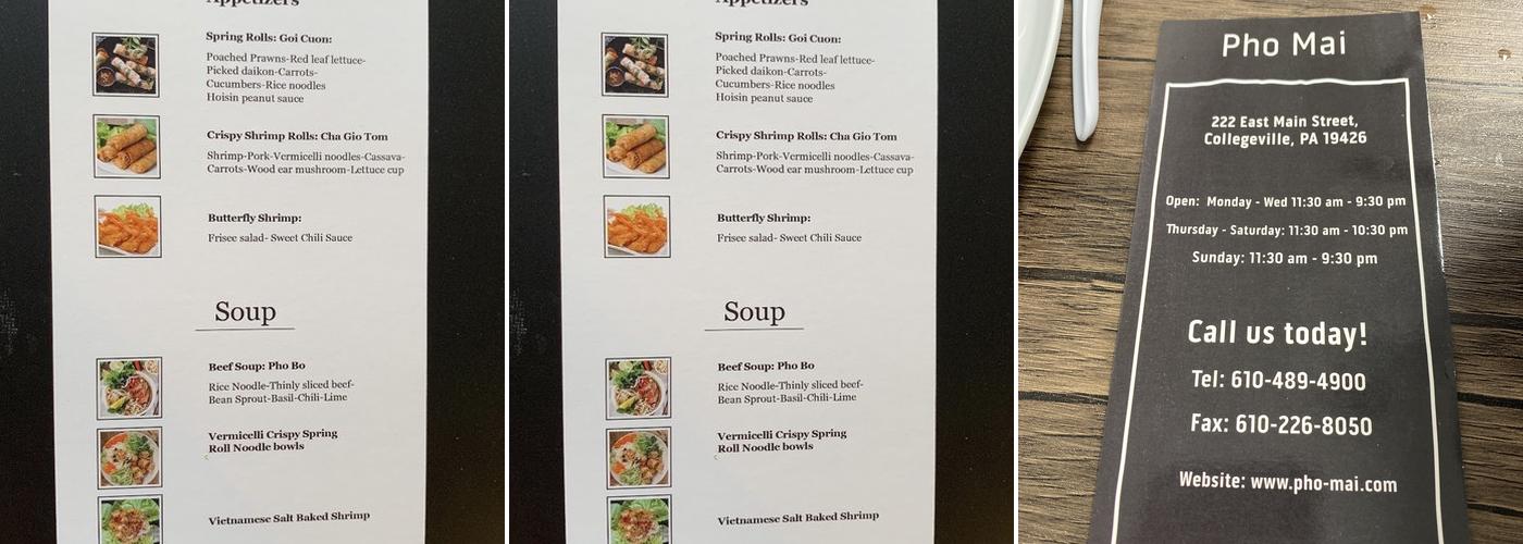 Pho Mai Vietnamese Cuisine Menu