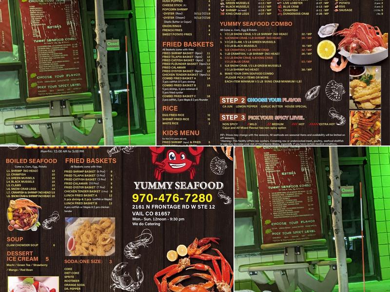 Yummy Seafood Menu