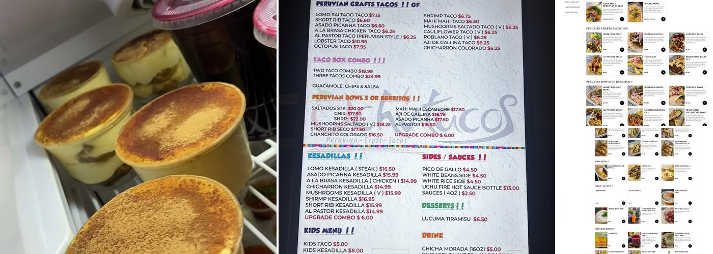 Uchutacos Peruvian Craft Tacos Menu