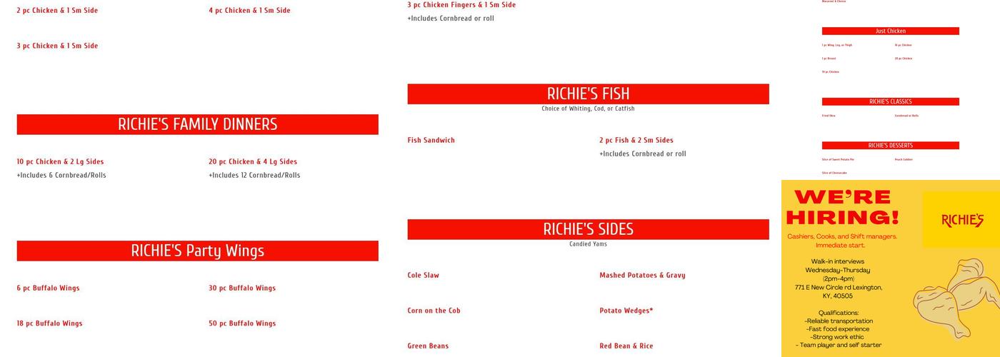 Richie's Menu
