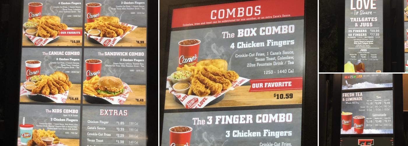 Raising Cane's Chicken Fingers Menu