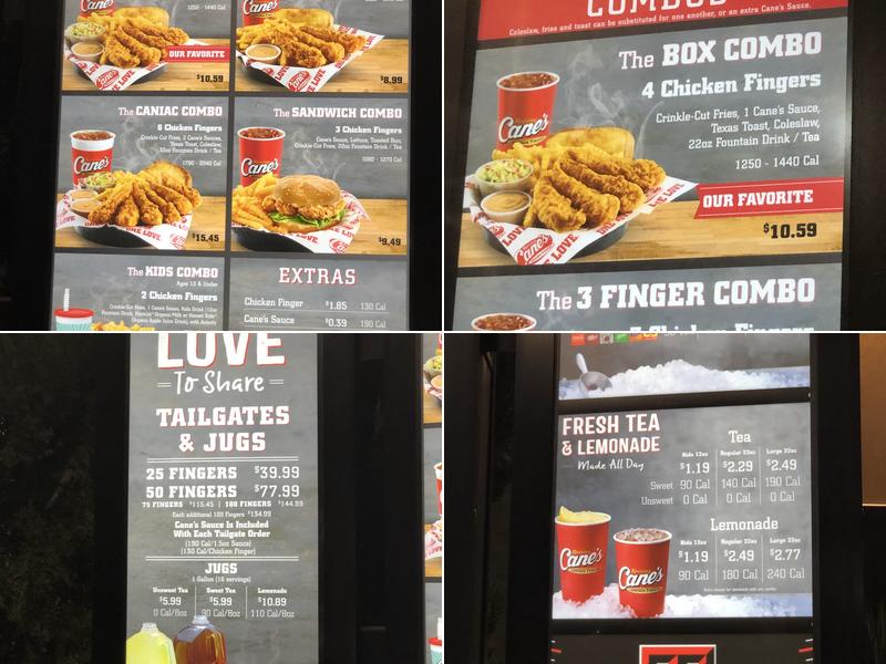 Raising Cane's Chicken Fingers Menu