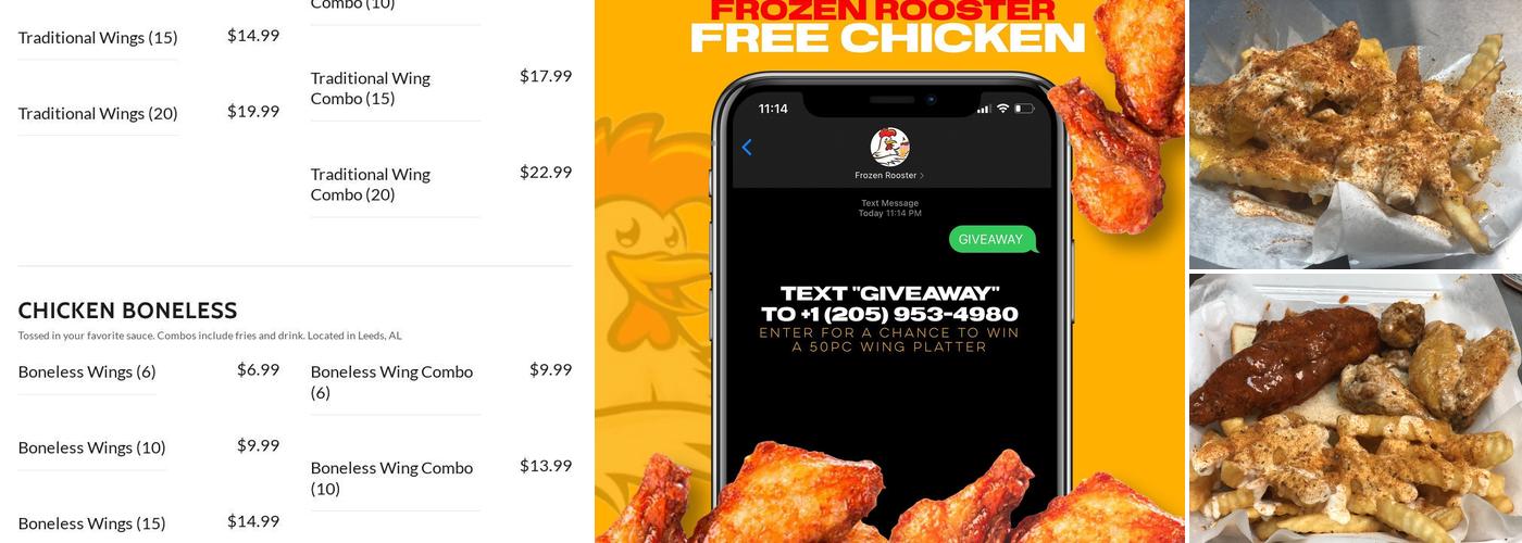 Frozen Rooster Menu