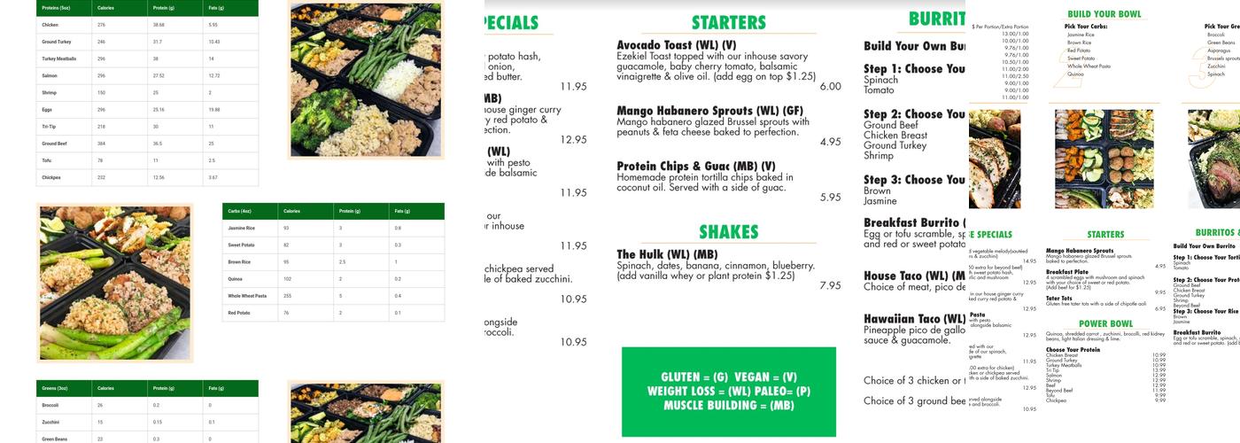 Easyfit Meals Menu